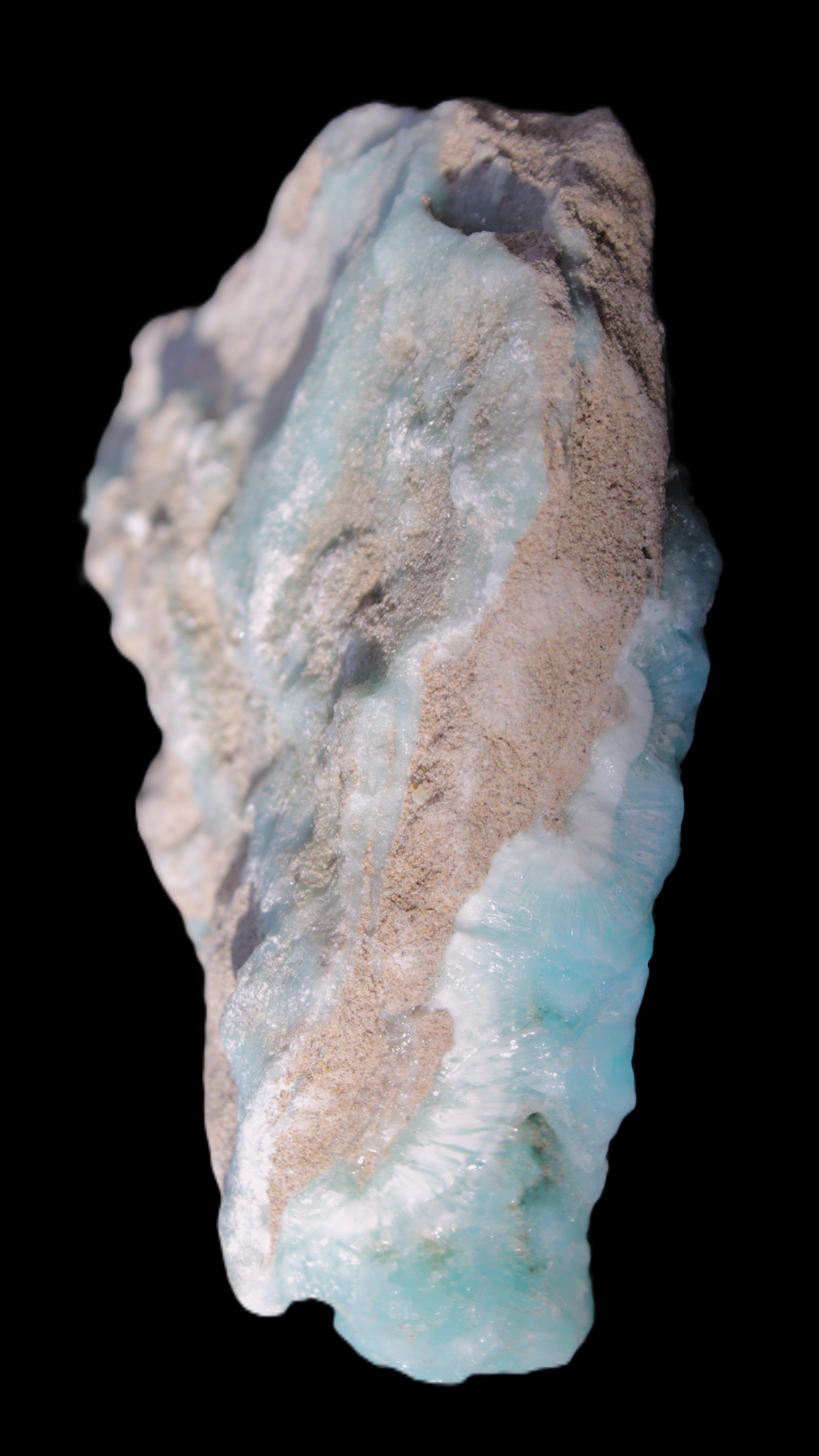Blue Aragonite specimen 85*23*65mm 122g in sunlight - Rocks and Things Store