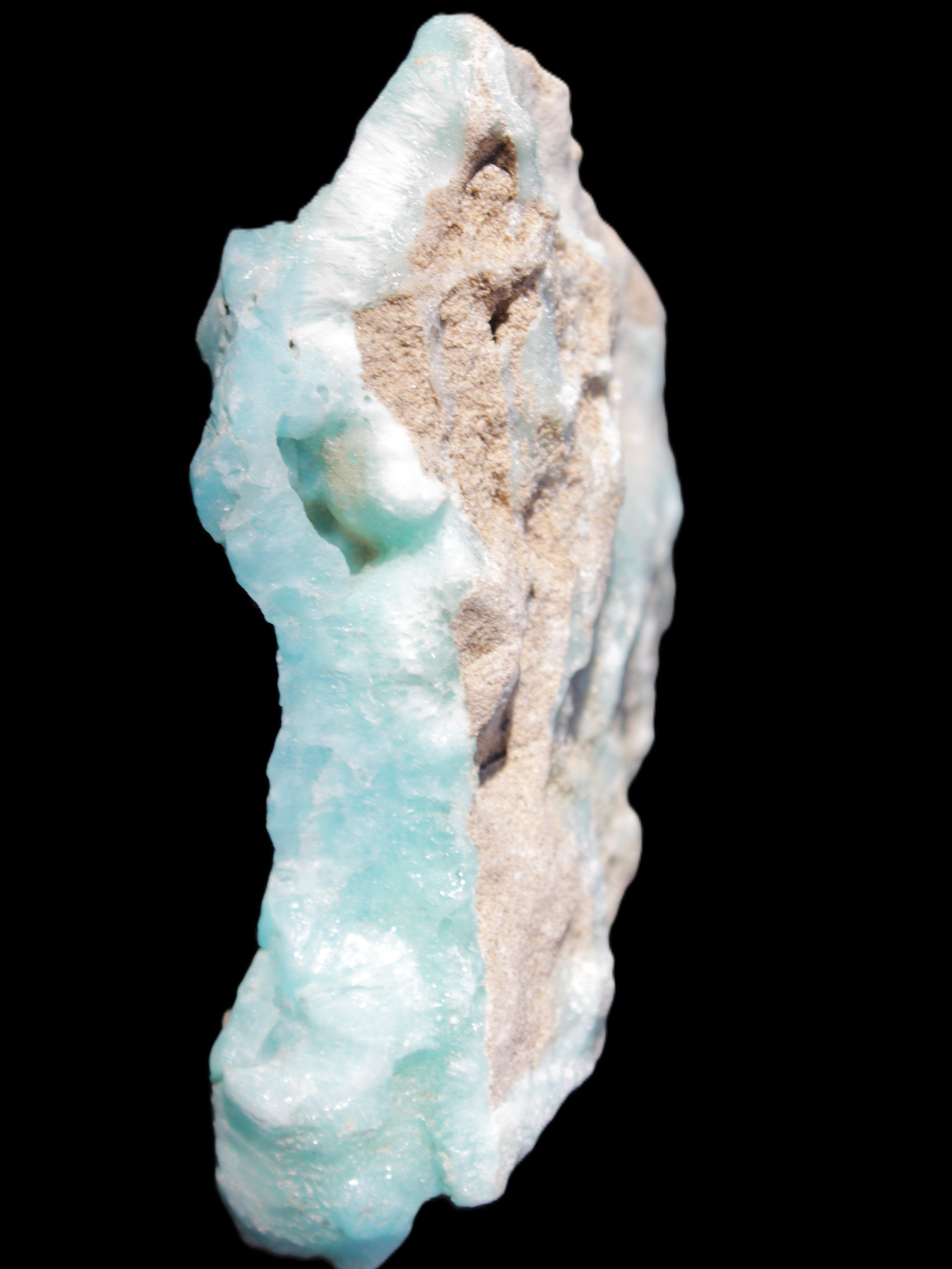 Blue Aragonite specimen 85*23*65mm 122g in sunlight - Rocks and Things Store