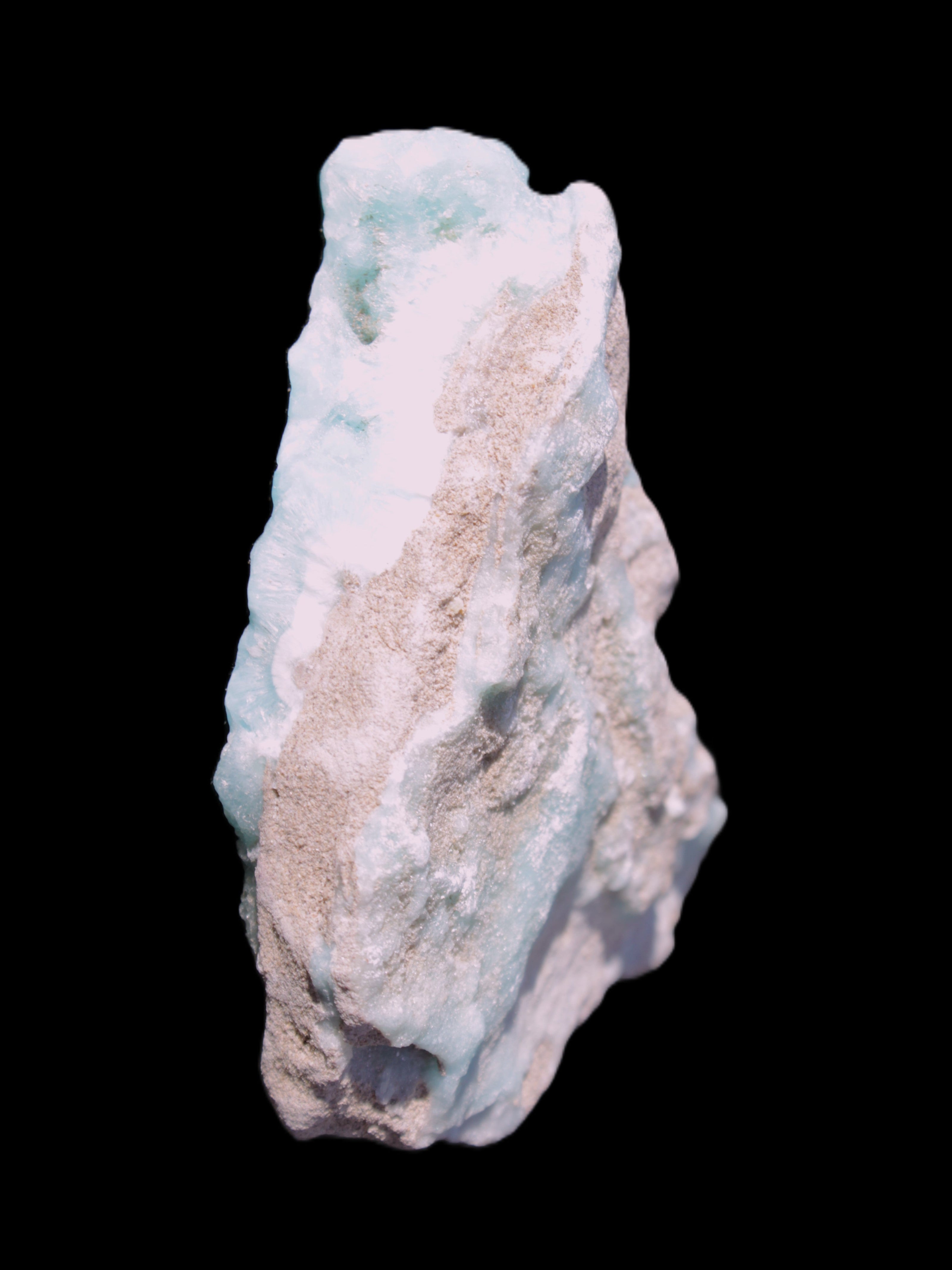 Blue Aragonite specimen 85*23*65mm 122g in sunlight - Rocks and Things Store