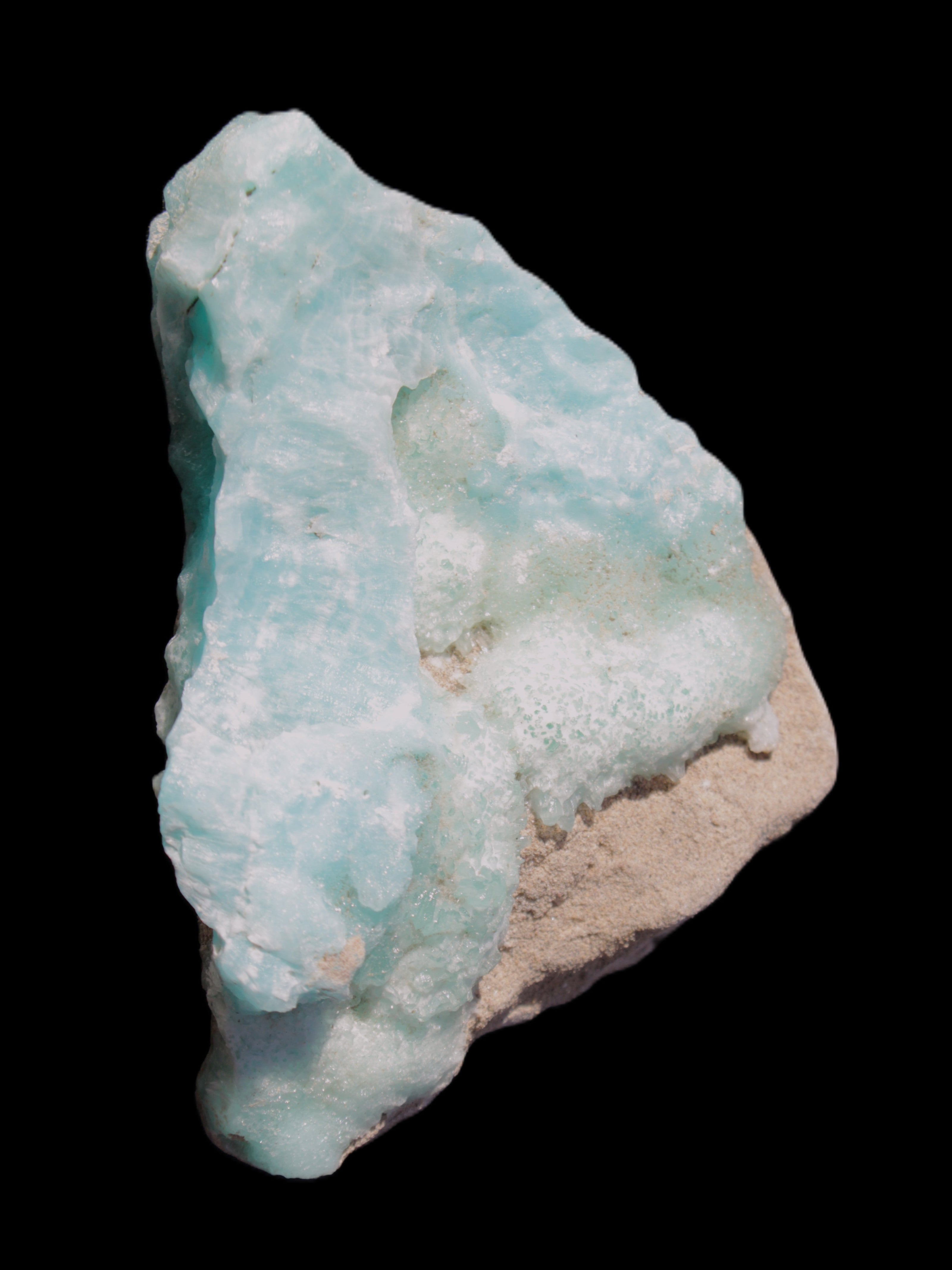 Blue Aragonite specimen 85*23*65mm 122g in sunlight - Rocks and Things Store