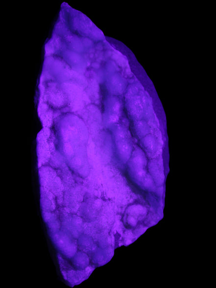 Blue Aragonite specimen 112*35*80mm 270g in UV light - Rocks and Things Store