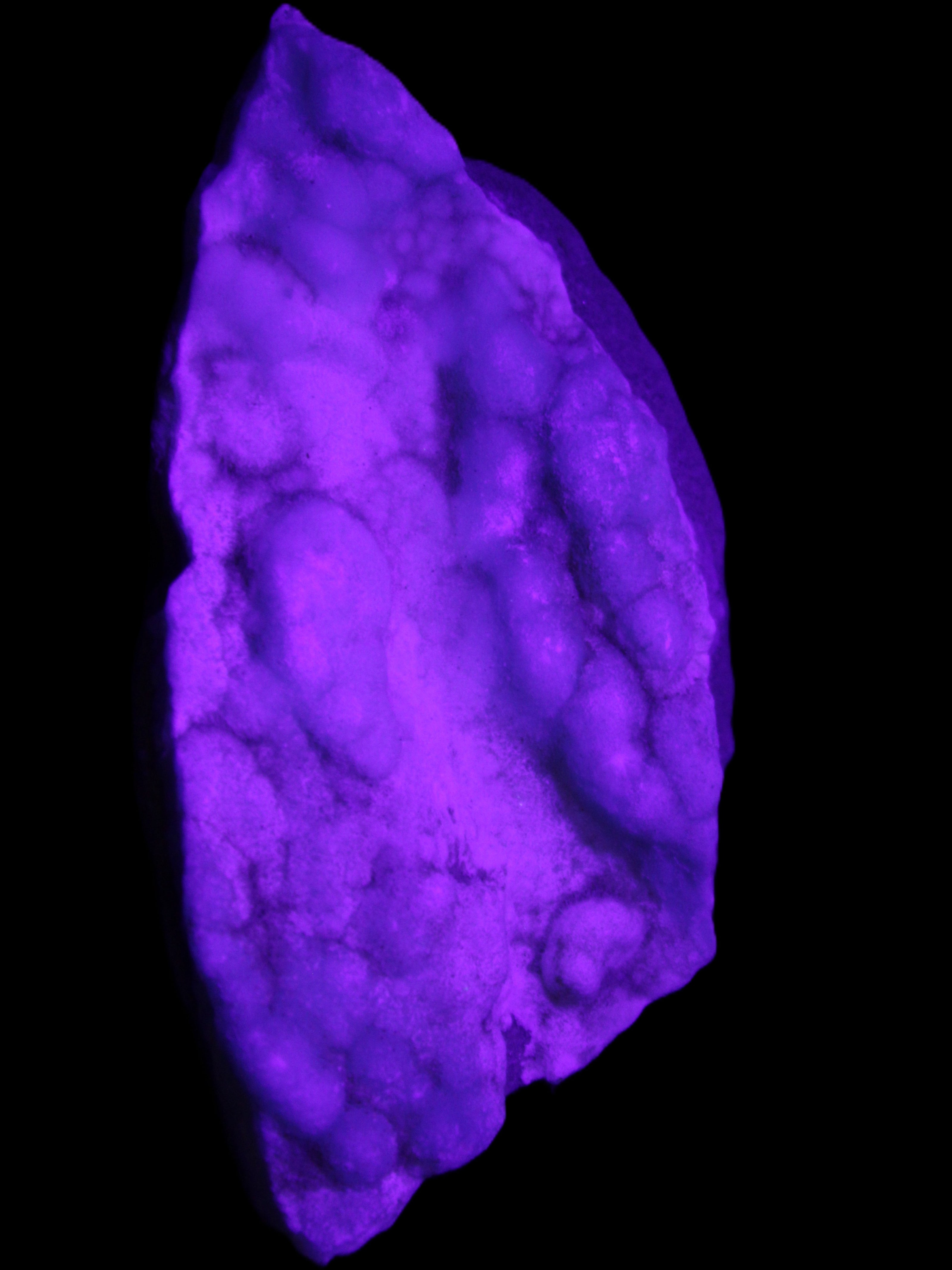 Blue Aragonite specimen 112*35*80mm 270g in UV light - Rocks and Things Store