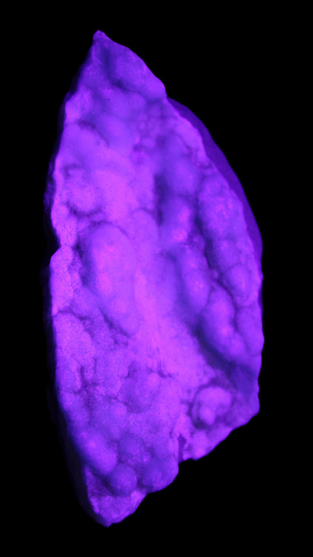 Blue Aragonite specimen 112*35*80mm 270g in UV light - Rocks and Things Store