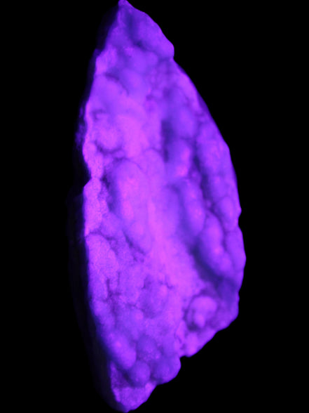 Blue Aragonite specimen 112*35*80mm 270g in UV light - Rocks and Things Store