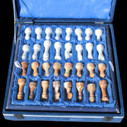 Afghan Jade Onyx Chess Set in case 4900g Rocks and Things