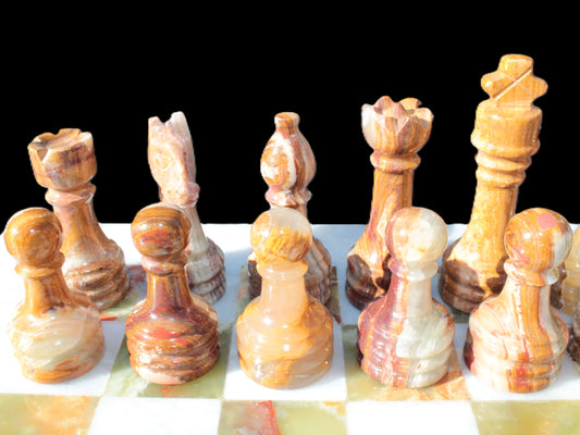 Afghan Jade Onyx Chess Set in case 4900g Rocks and Things