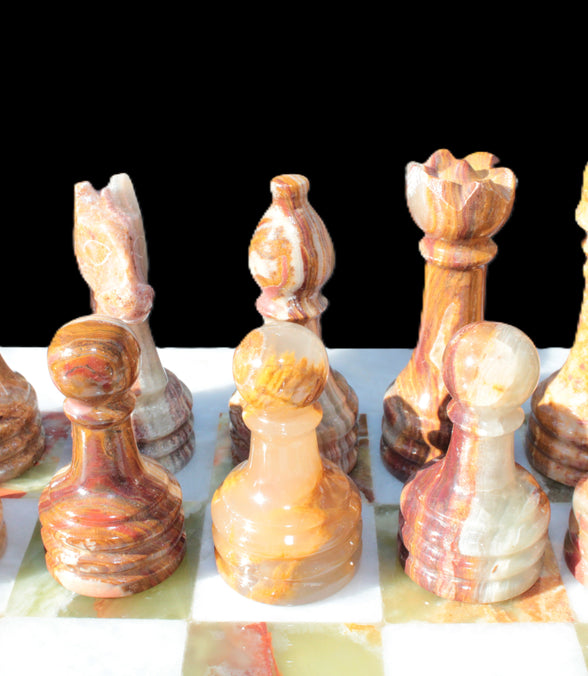 Afghan Jade Onyx Chess Set in case 4900g Rocks and Things