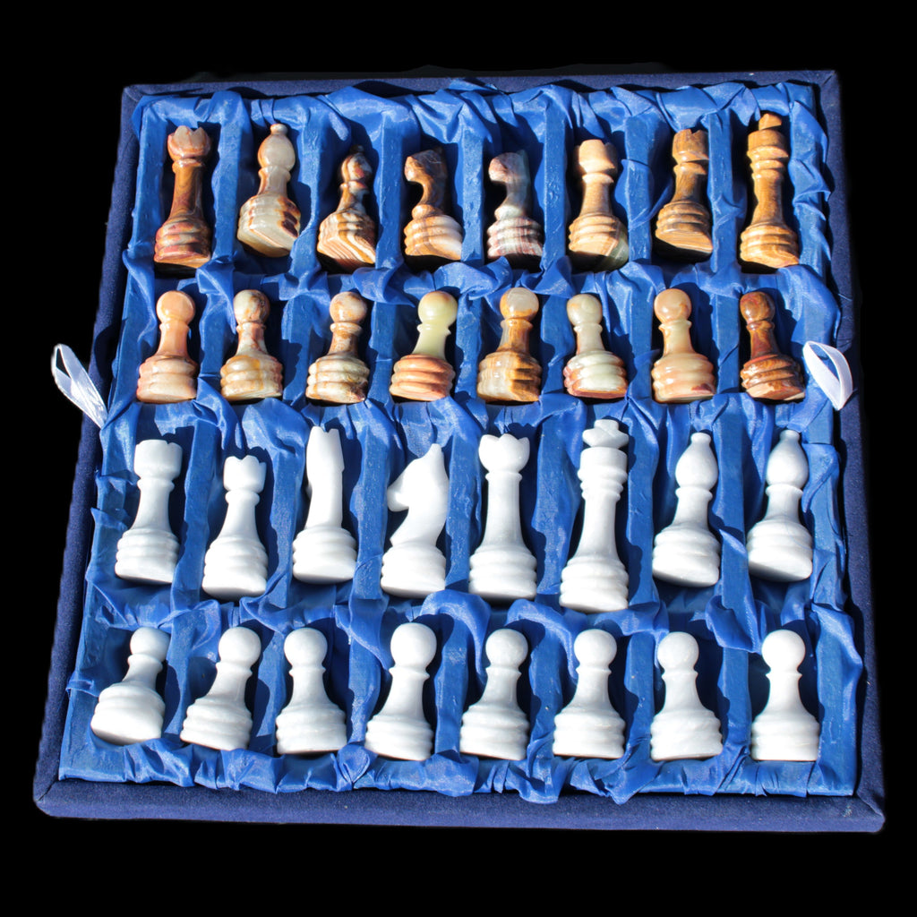 Afghan Jade Onyx Chess Set in case 4900g Rocks and Things