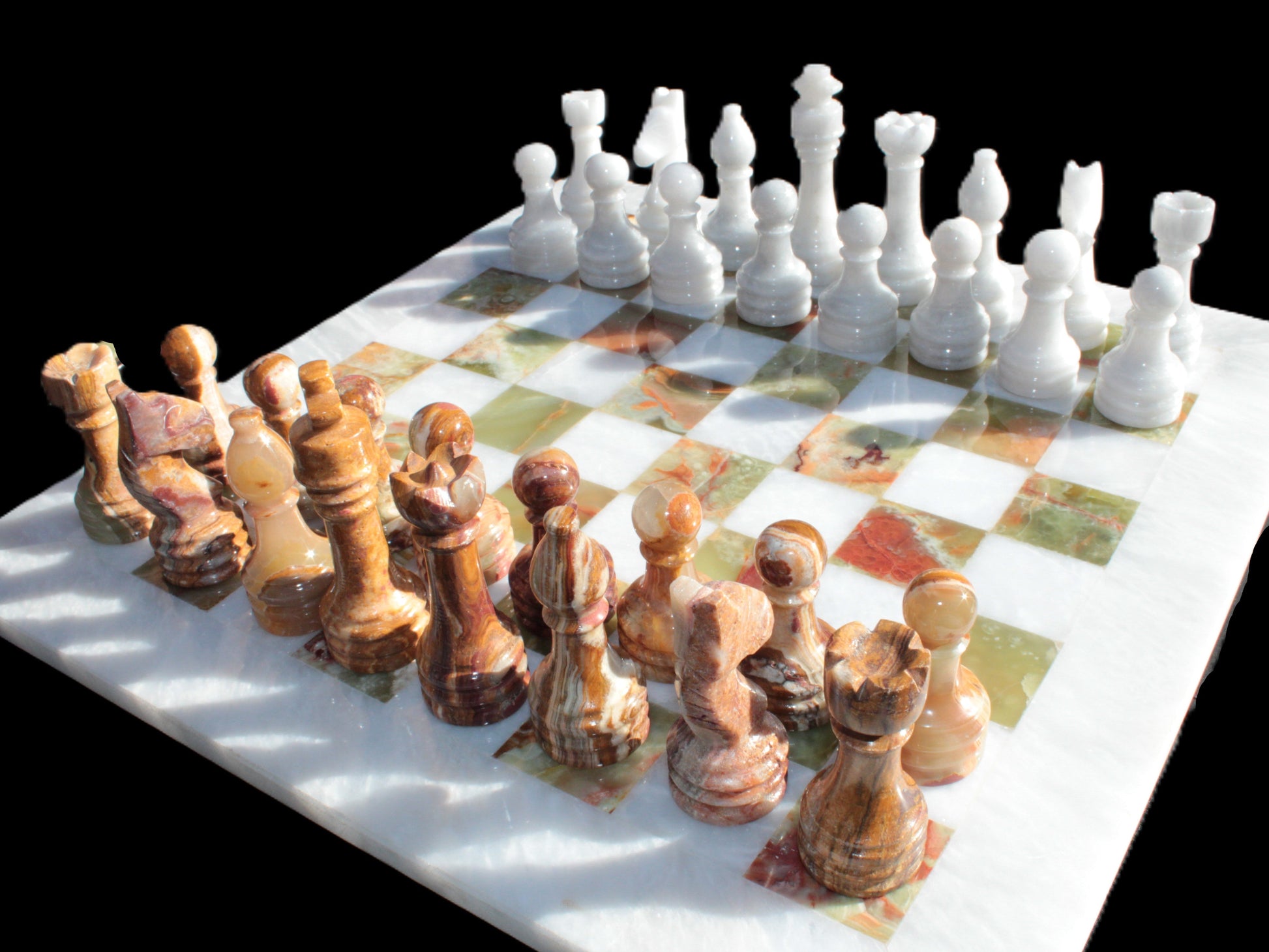Afghan Jade Onyx Chess Set in case 4900g Rocks and Things