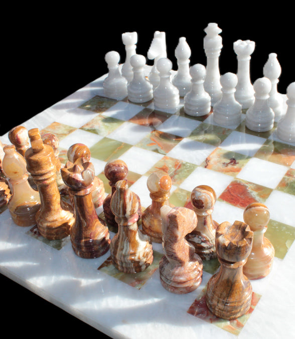 Afghan Jade Onyx Chess Set in case 4900g Rocks and Things