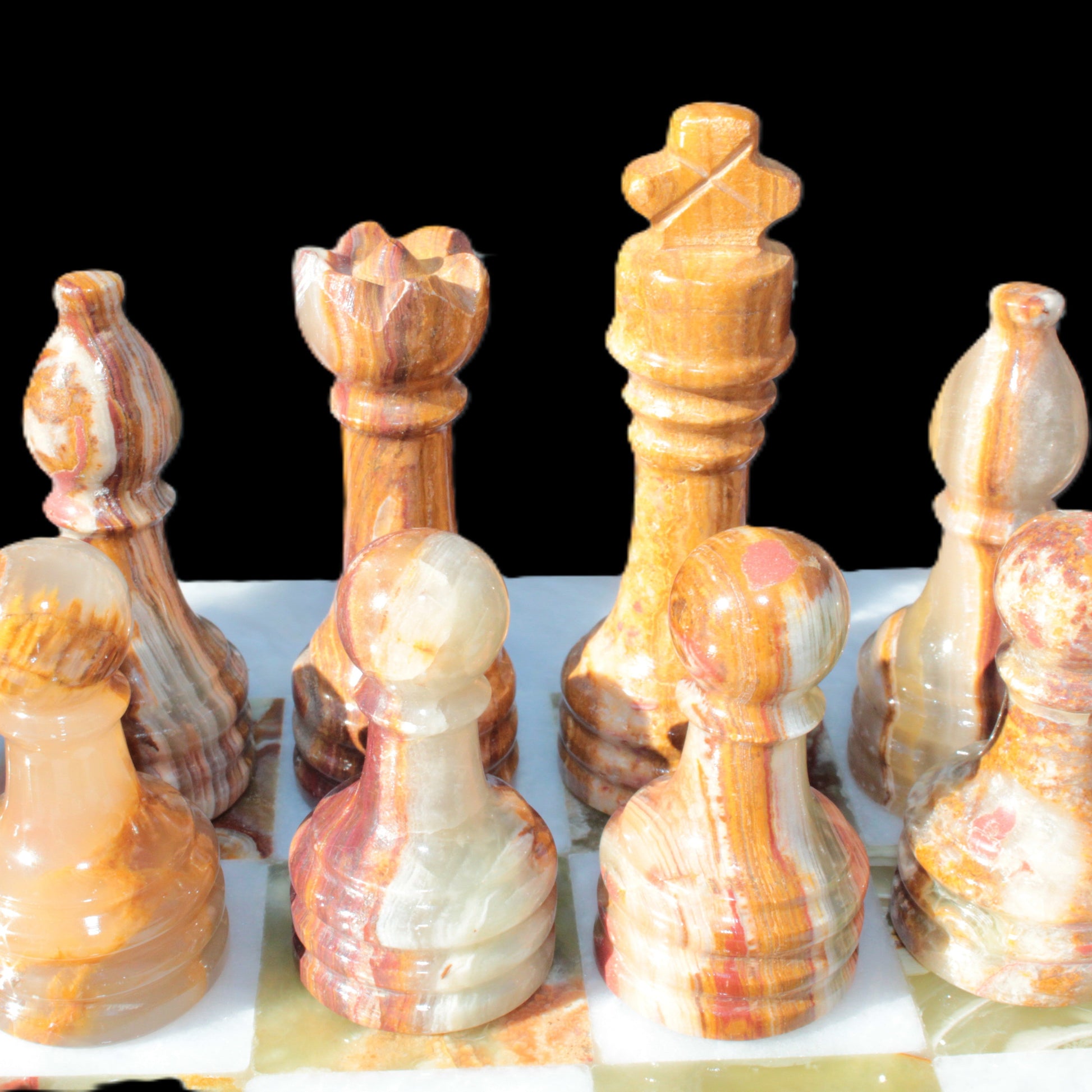 Afghan Jade Onyx Chess Set in case 4900g Rocks and Things