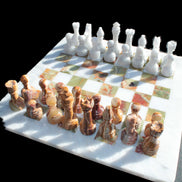 Afghan Jade Onyx Chess Set in case 4900g Rocks and Things