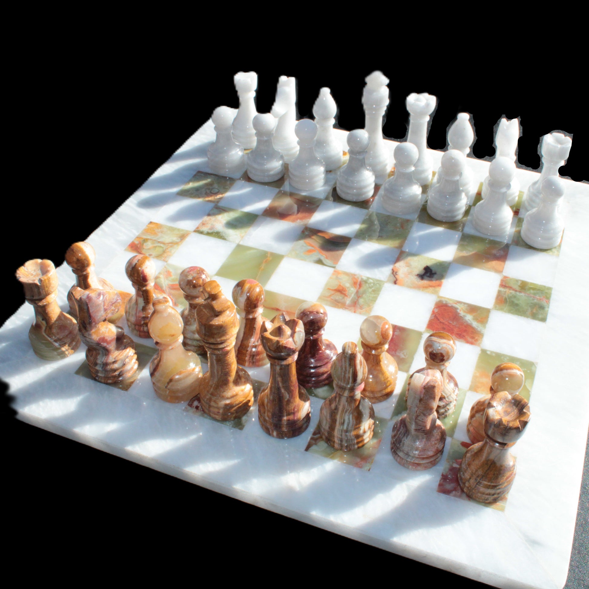 Afghan Jade Onyx Chess Set in case 4900g Rocks and Things