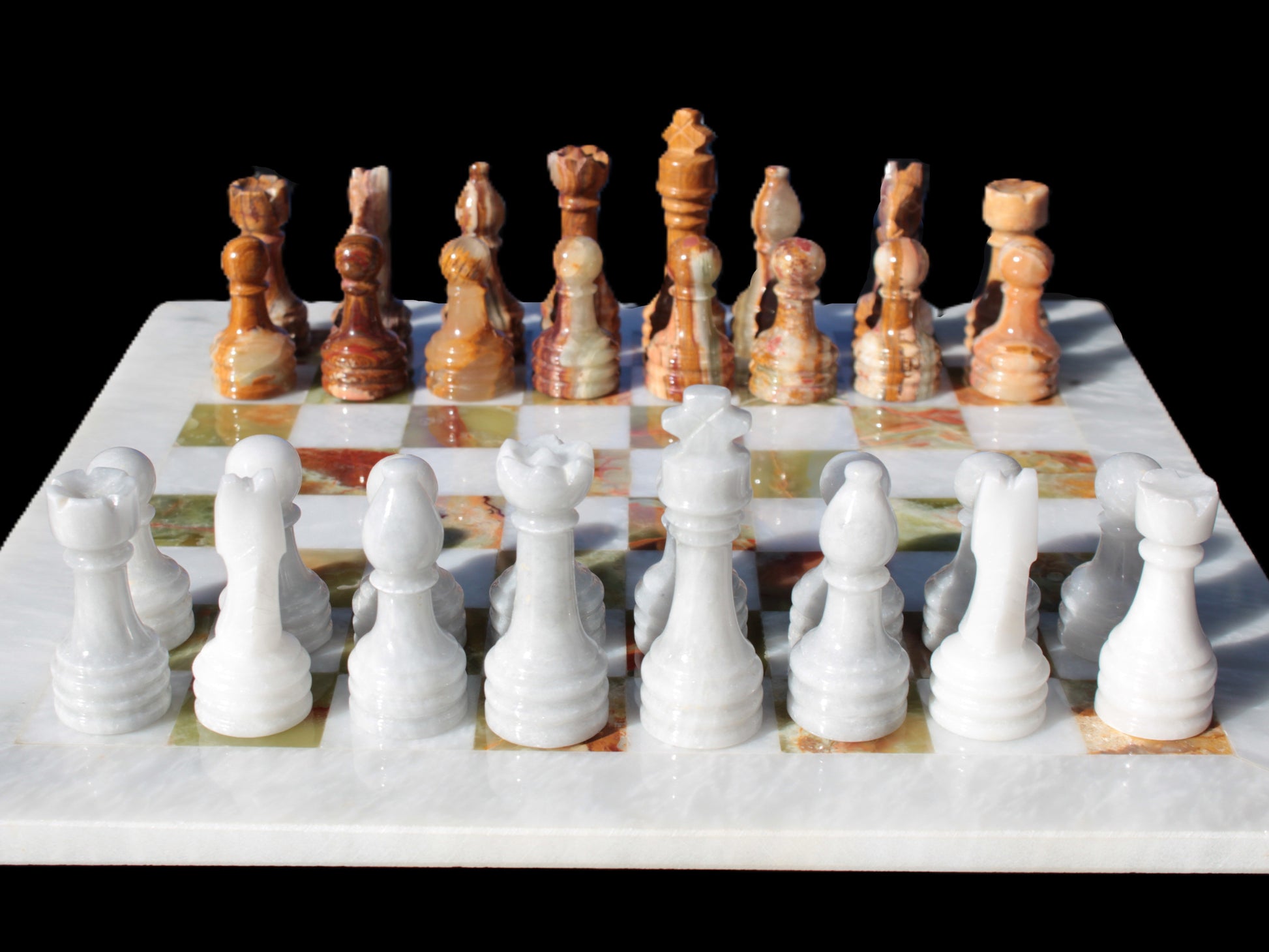 Afghan Jade Onyx Chess Set in case 4900g Rocks and Things