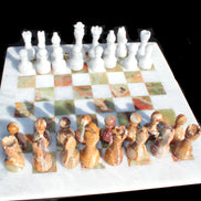 Afghan Jade Onyx Chess Set in case 4900g Rocks and Things