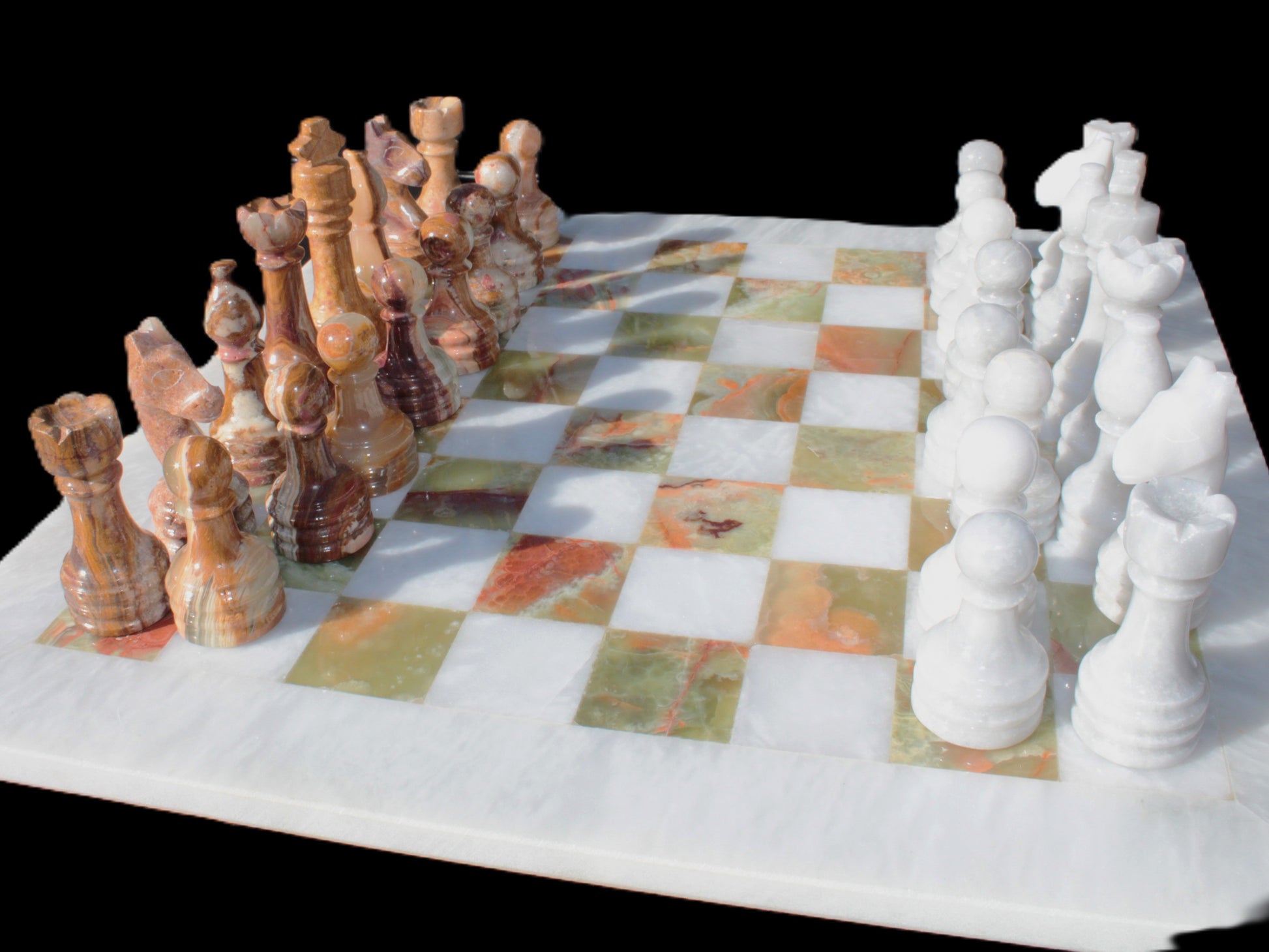 Afghan Jade Onyx Chess Set in case 4900g Rocks and Things