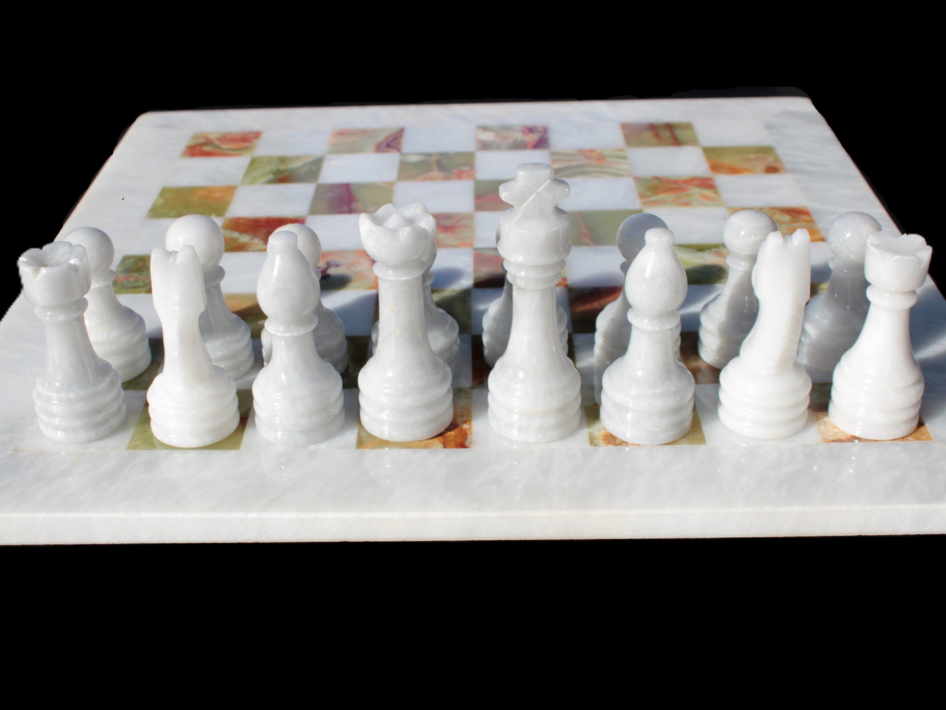 Afghan Jade Onyx Chess Set in case 4900g Rocks and Things