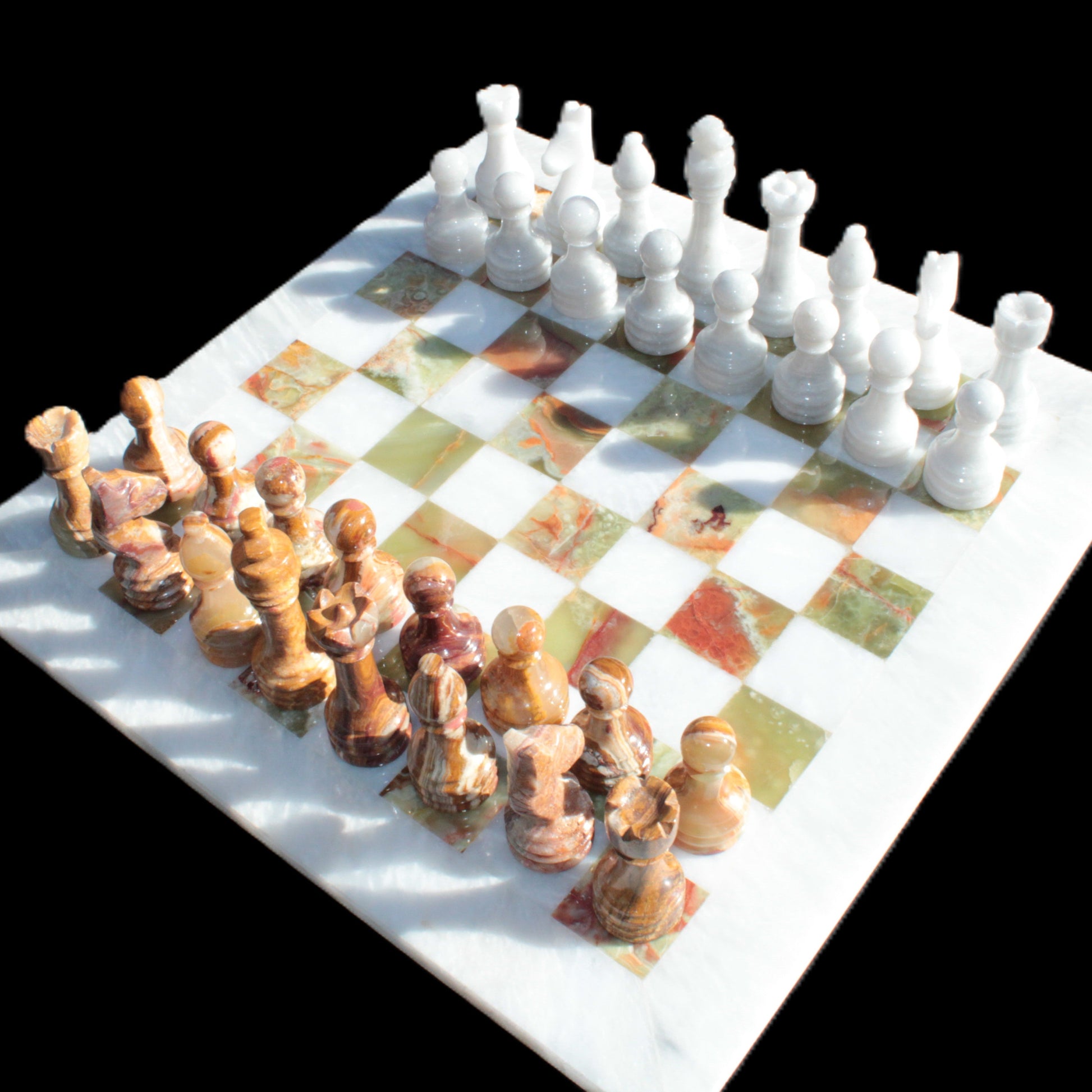 Afghan Jade Onyx Chess Set in case 4900g Rocks and Things