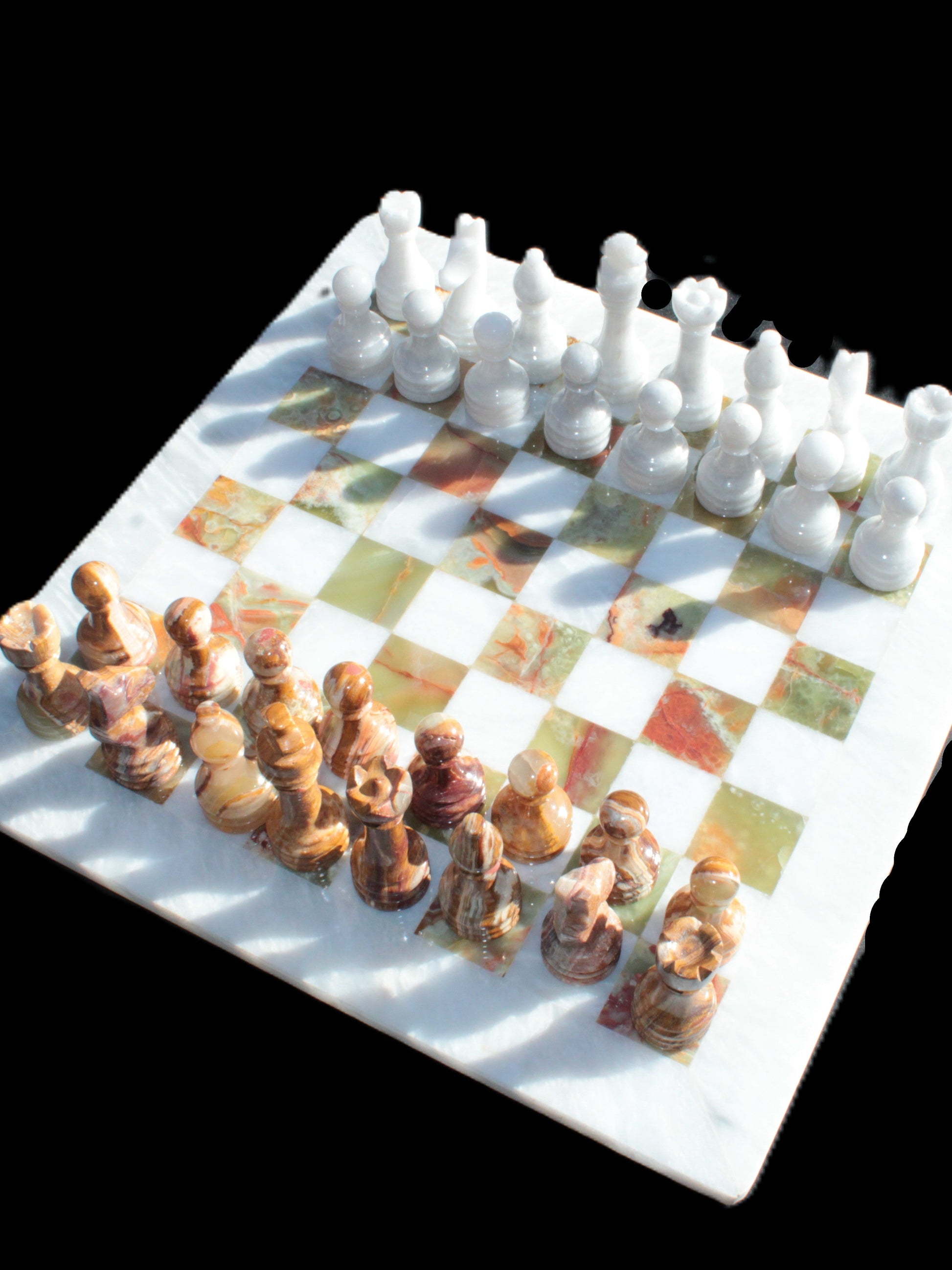Afghan Jade Onyx Chess Set in case 4900g Rocks and Things