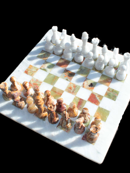 Afghan Jade Onyx Chess Set in case 4900g Rocks and Things