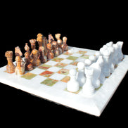 Afghan Jade Onyx Chess Set in case 4900g Rocks and Things