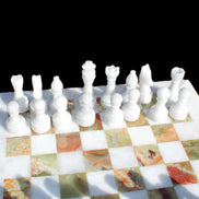Afghan Jade Onyx Chess Set in case 4900g Rocks and Things