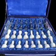 Marble Chess Set in case in sunlight - Rocks and Things Store