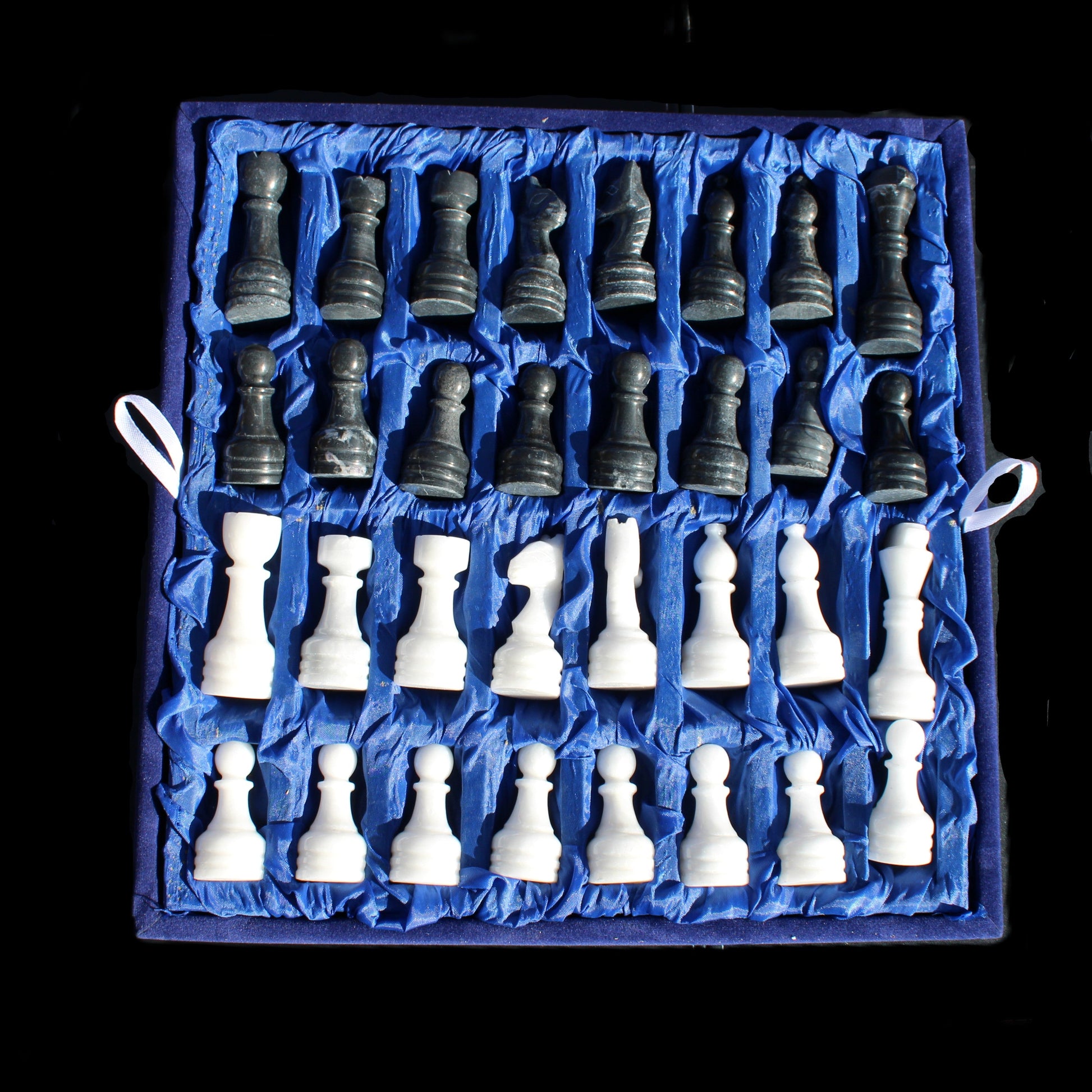 Marble Chess Set in case in sunlight - Rocks and Things Store
