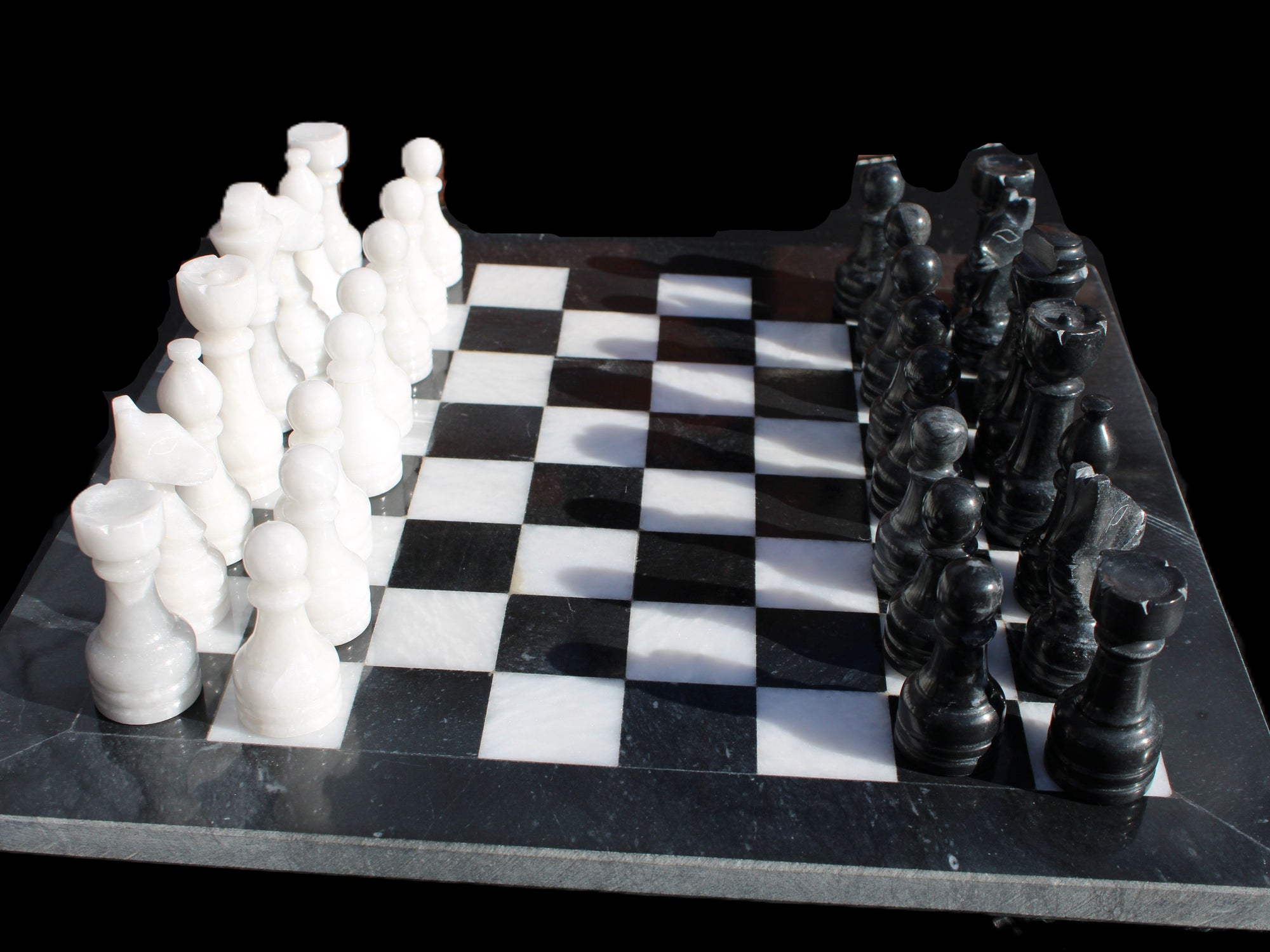 Marble Chess Set in case in sunlight - Rocks and Things Store