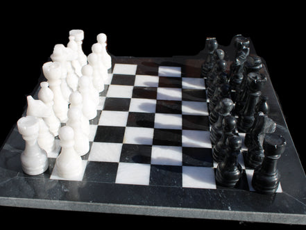 Marble Chess Set in case in sunlight - Rocks and Things Store