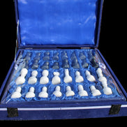 Marble Chess Set in case in sunlight - Rocks and Things Store