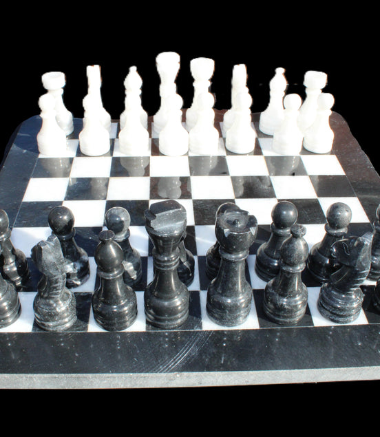 Marble Chess Set in case in sunlight - Rocks and Things Store