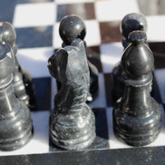 Marble Chess Set in case in sunlight - Rocks and Things Store