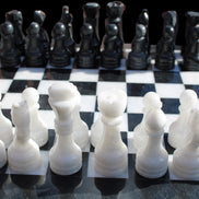 Marble Chess Set in case in sunlight - Rocks and Things Store