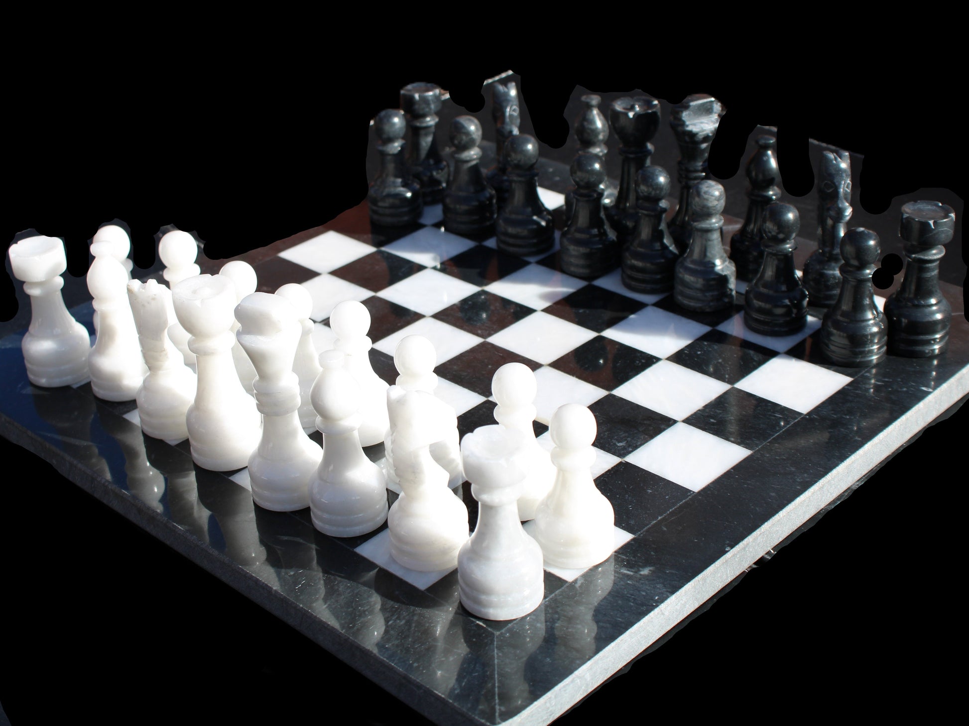 Marble Chess Set in case in sunlight - Rocks and Things Store