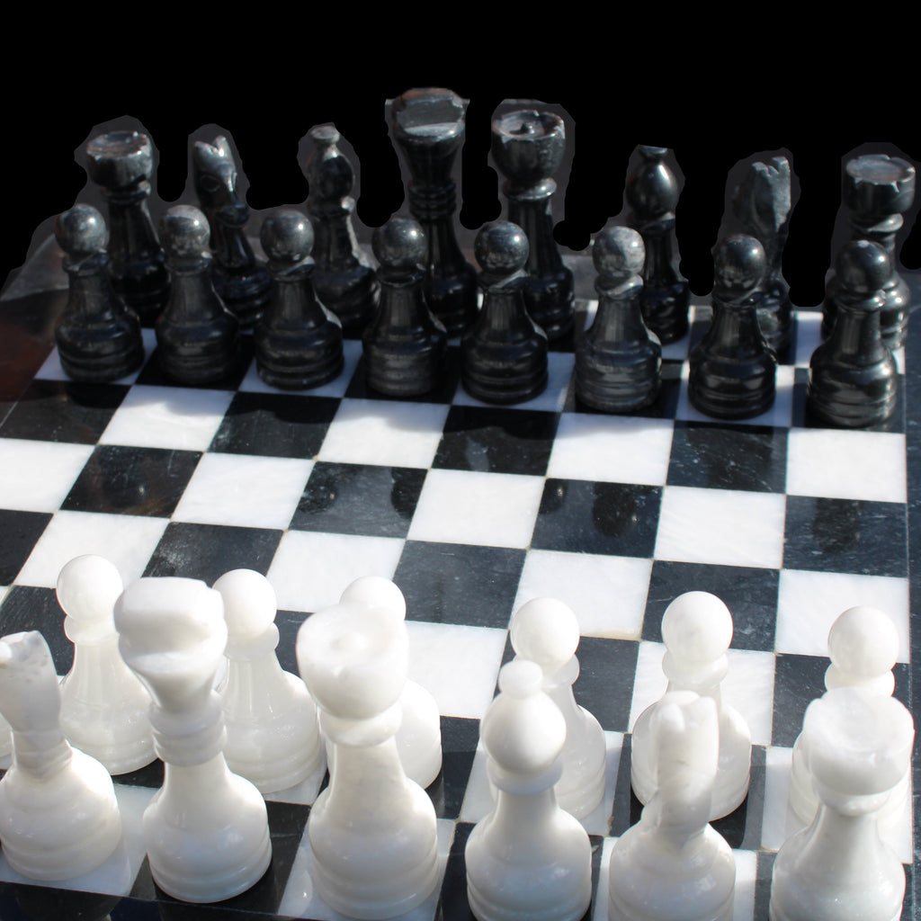 Marble Chess Set in case in sunlight - Rocks and Things Store