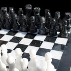 Marble Chess Set in case in sunlight - Rocks and Things Store