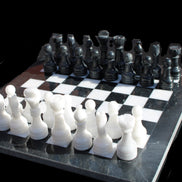 Marble Chess Set in case in sunlight - Rocks and Things Store