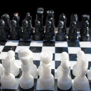 Marble Chess Set in case in sunlight - Rocks and Things Store