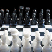 Marble Chess Set in case in sunlight - Rocks and Things Store