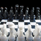 Marble Chess Set in case in sunlight - Rocks and Things Store