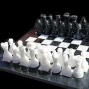 Marble Chess Set in case in sunlight - Rocks and Things Store