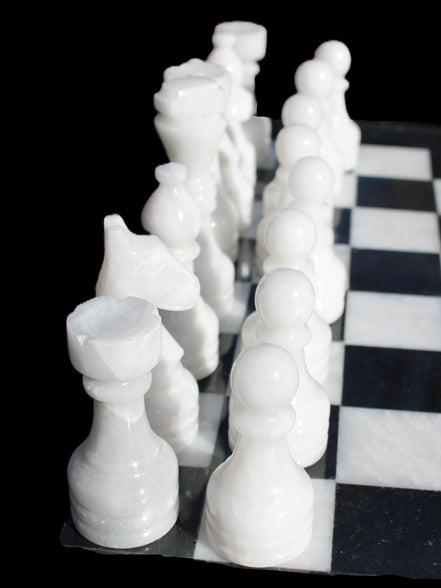 Marble Chess Set in case in sunlight - Rocks and Things Store