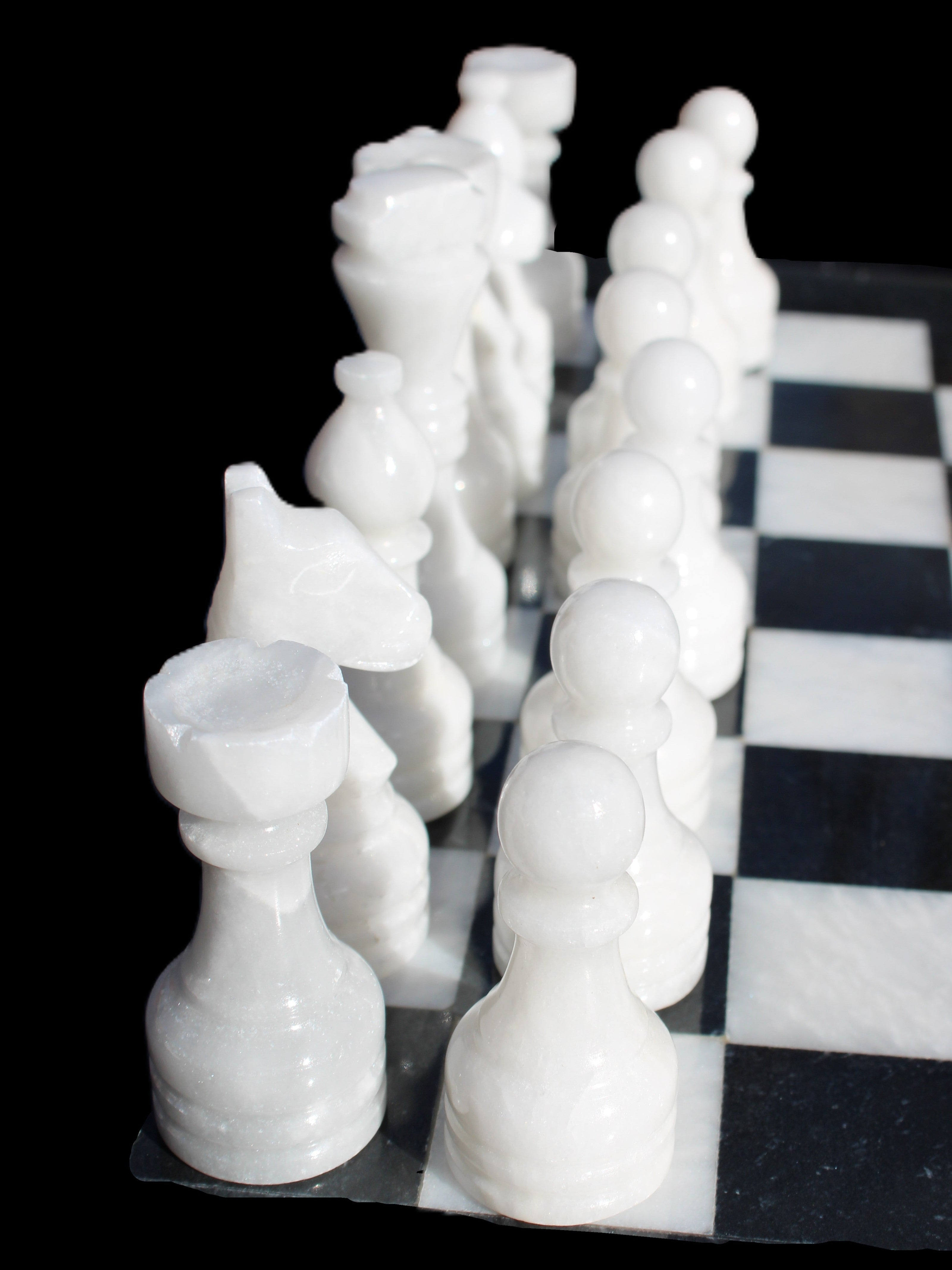 Marble Chess Set in case in sunlight - Rocks and Things Store