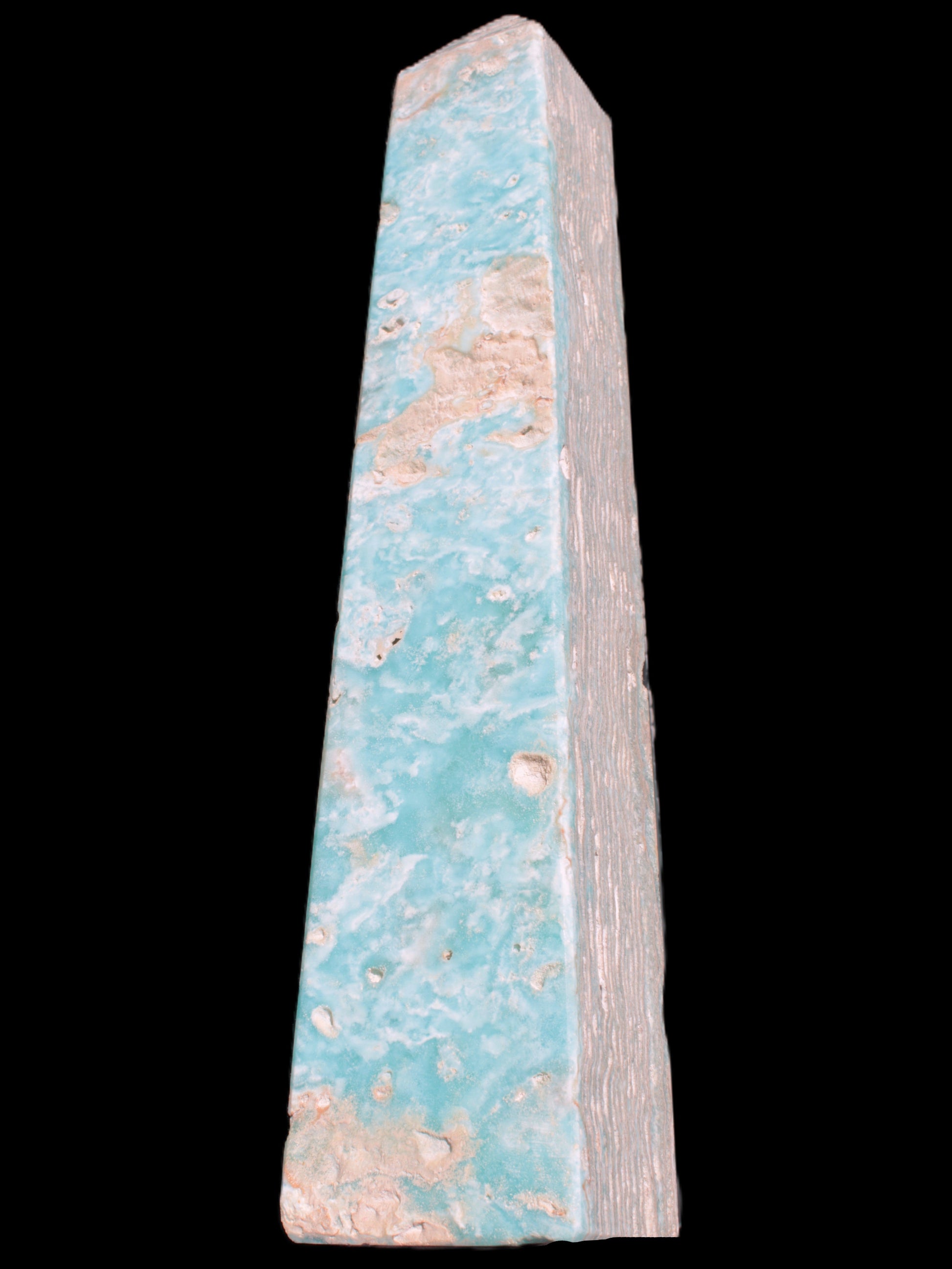 Caribbean Calcite obelisk 348*55*75mm 2574g in bright sunlight - Rocks and Things Store