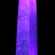Caribbean Calcite obelisk 348*55*75mm 2574g in UV light - Rocks and Things Store