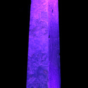 Caribbean Calcite obelisk 348*55*75mm 2574g in UV light - Rocks and Things Store