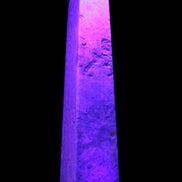 Caribbean Calcite obelisk 348*55*75mm 2574g in UV light - Rocks and Things Store