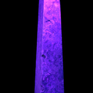 Caribbean Calcite obelisk 348*55*75mm 2574g in UV light - Rocks and Things Store