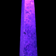 Caribbean Calcite obelisk 348*55*75mm 2574g in UV light - Rocks and Things Store